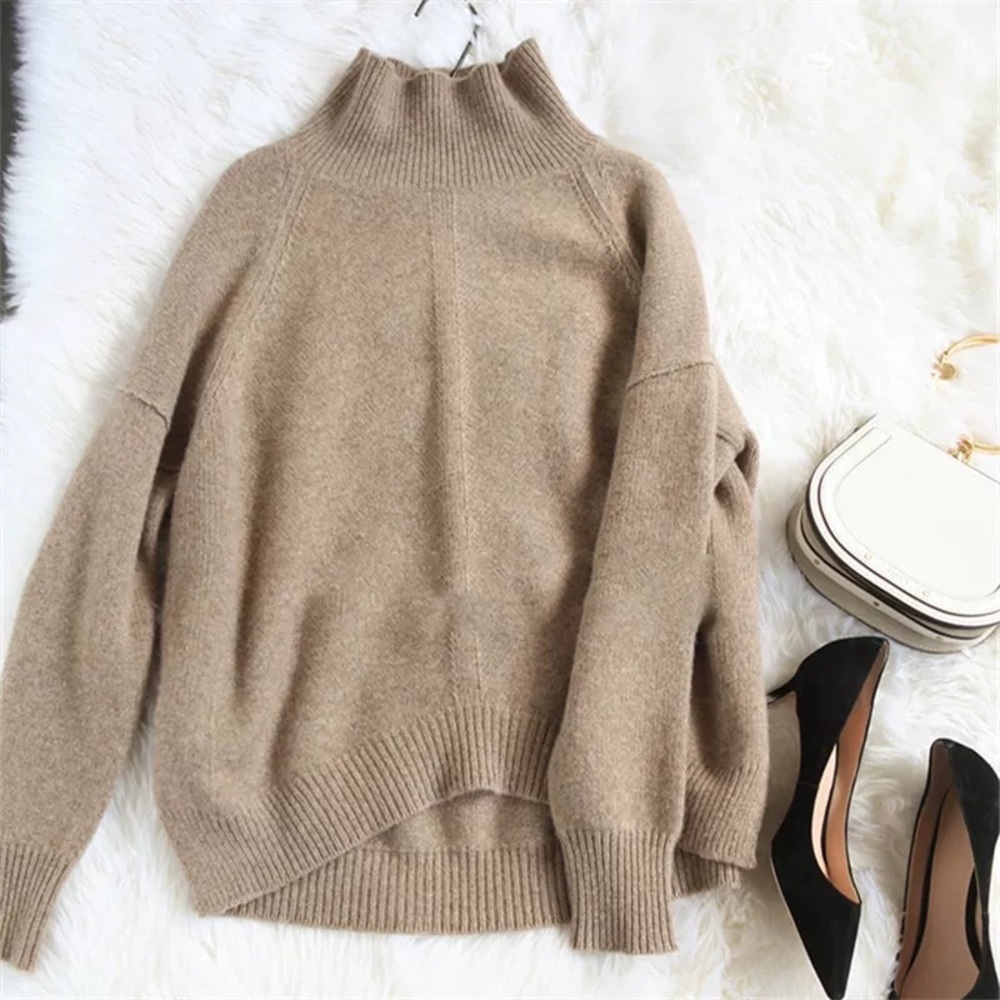 ⛄️FREE w/bundle❗️cashmere sweater ladies winter baggy turtleneck - Picture 4 of 13